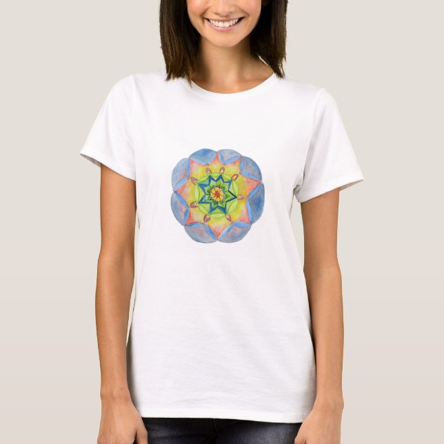 Blue mandala , Watercolor mandala Art T-Shirt (Front)