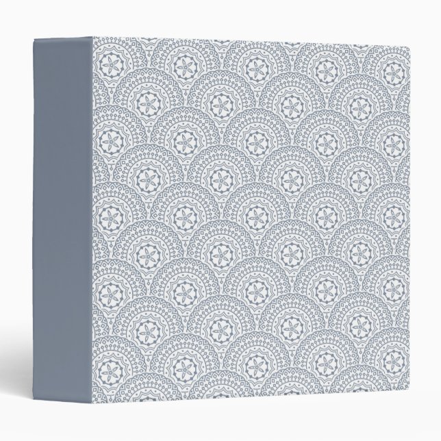 Blue mandala waves pattern on white background binder (Front/Spine)