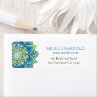 Blue Mandala Yellow Floral Return Address