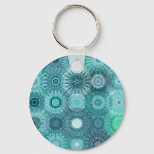 Blue Mandalas Abstract Ornate Pattern Keychain