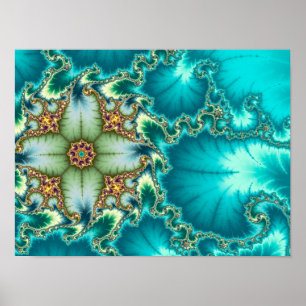 Blue Mandelbrot Fractal Poster