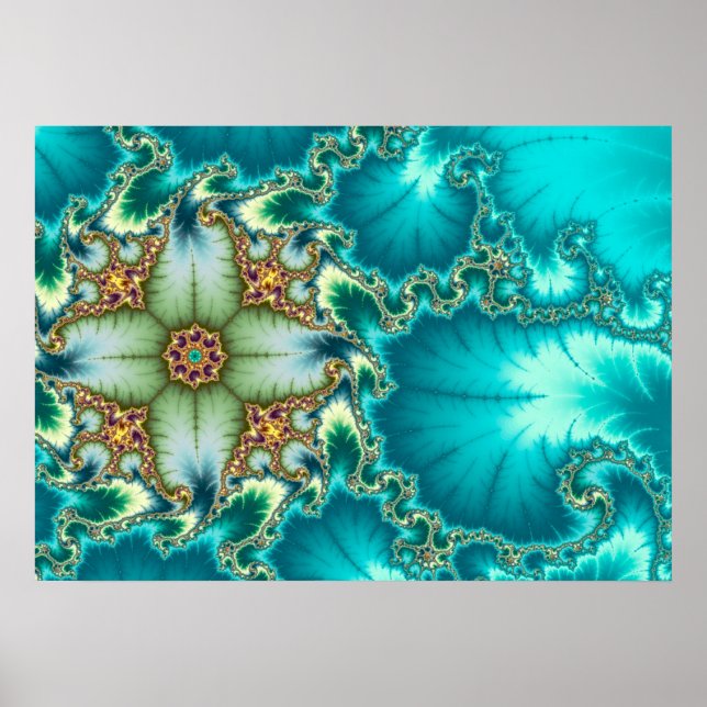 Blue Mandelbrot Fractal Poster (Front)
