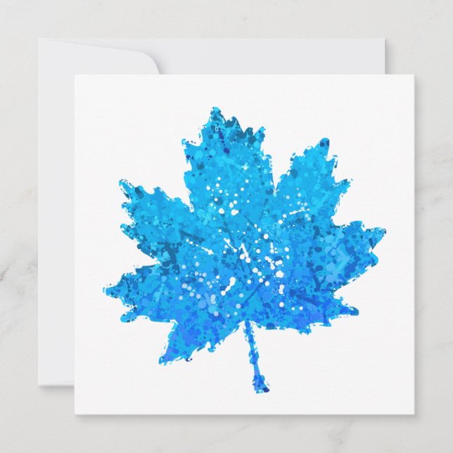 Blue Maple Leaf Invitation (Front)
