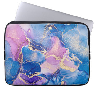 Blue marble abstract art Laptop Sleeve