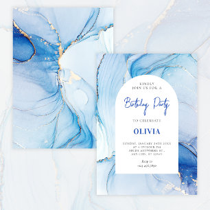 Blue Marble abstract birthday Invitation