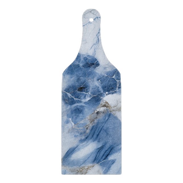 blue marble abstract coastal pattern cutting board (Front)