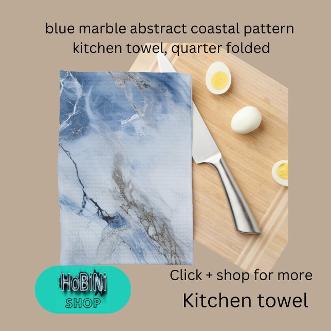 blue marble abstract coastal pattern kitchen towel (blue marble abstract coastal pattern kitchen towel)