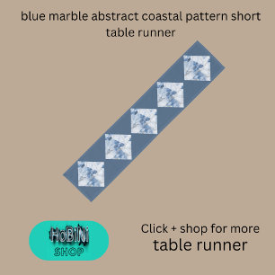 blue marble abstract coastal pattern short table runner