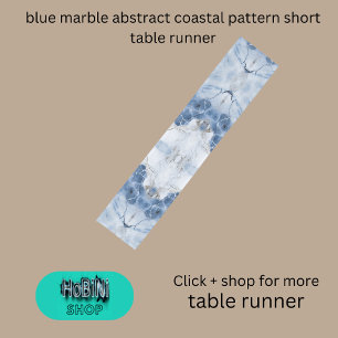 blue marble abstract coastal pattern short table runner
