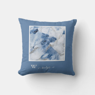 blue marble abstract coastal pattern throw pillow