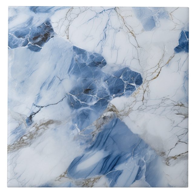 blue marble abstract coastal pattern tile (Front)