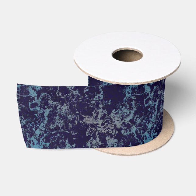 Blue Marble abstract Satin Ribbon (Spool)