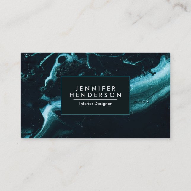 Blue Marble Abstract Texture Business Card (Front)