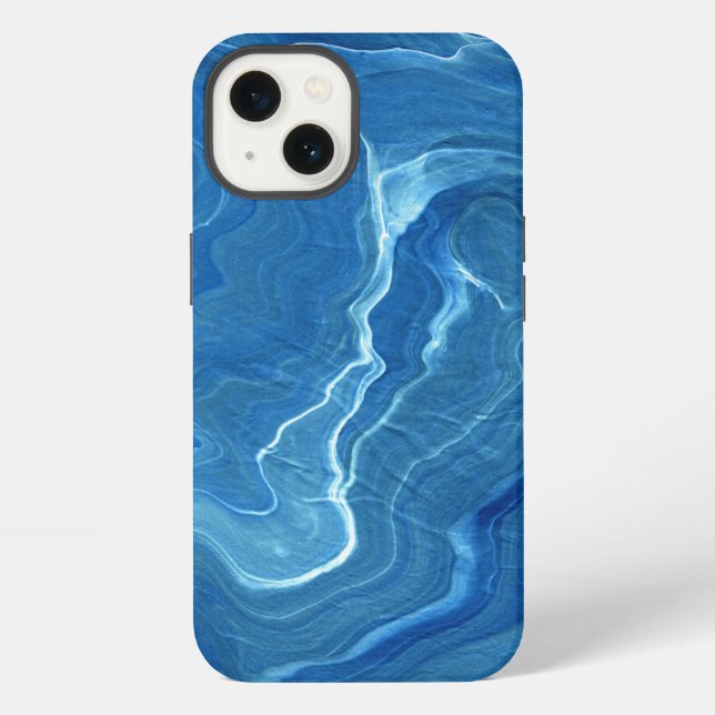 Blue Marble Agate Abstraction  iPhone Case (Back)