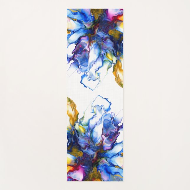 Blue Marble Agate Fluid Art Yoga Mat (Front)