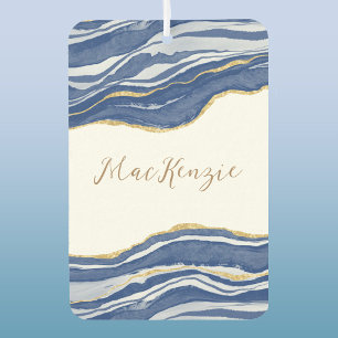Blue Marble Agate Gold Glitter Personalized Air Freshener