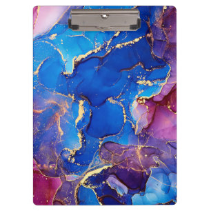 BLUE MARBLE AGATE SILVER GLITTER GLAM CLIPBOARD