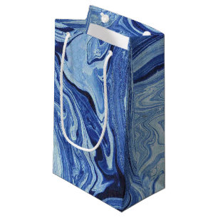 Blue Marble Agate Swirl Stone Gift Wrap Paper Bags