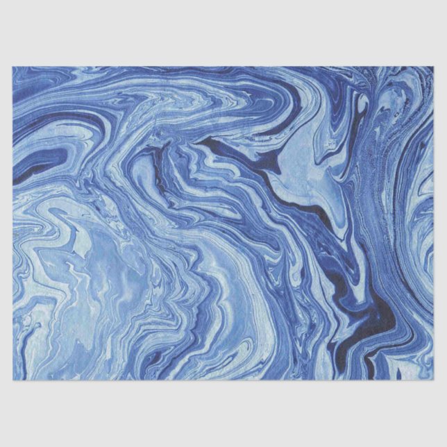 Blue Marble Agate Swirl Stone Gift Wrap Tissue Tissue Paper (Front)