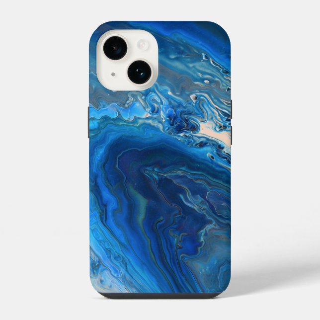 Blue Marble Agate Texture Fluid Art iPhone Case (Back)