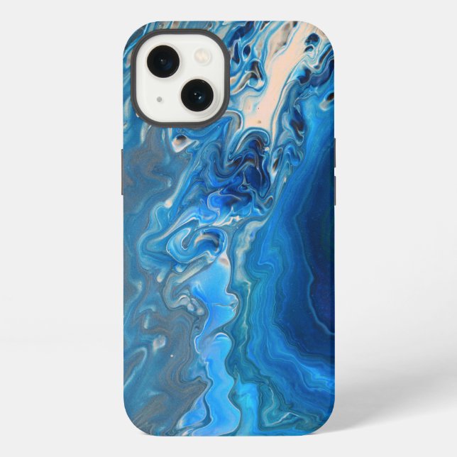 Blue Marble Agate Texture Fluid Art iPhone Case (Back)