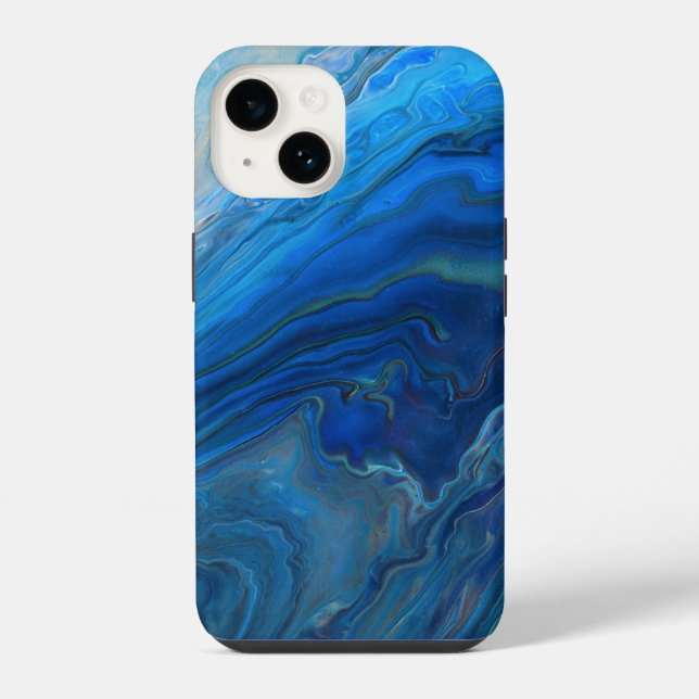 Blue Marble Agate Texture Fluid Art iPhone Case (Back)