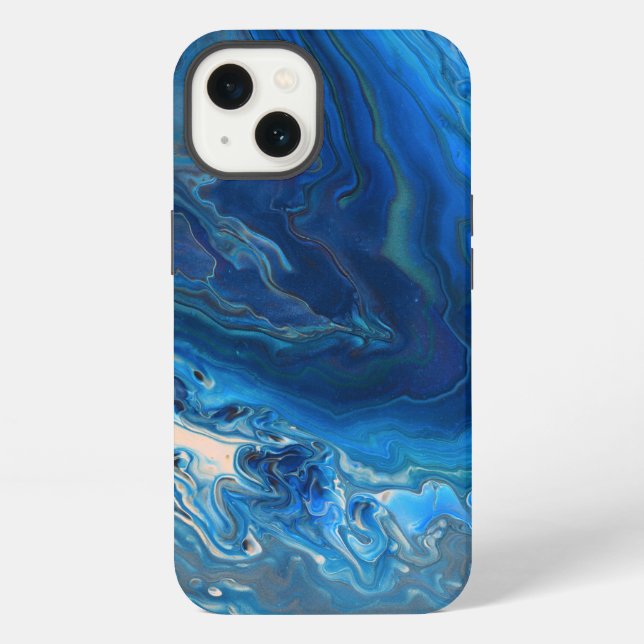 Blue Marble Agate Texture Fluid Art iPhone Case (Back)