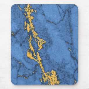 blue marble and gold surface Design Mouse Pad