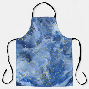 Blue marble and gold texture apron