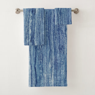 Blue Marble Bath Towel Set