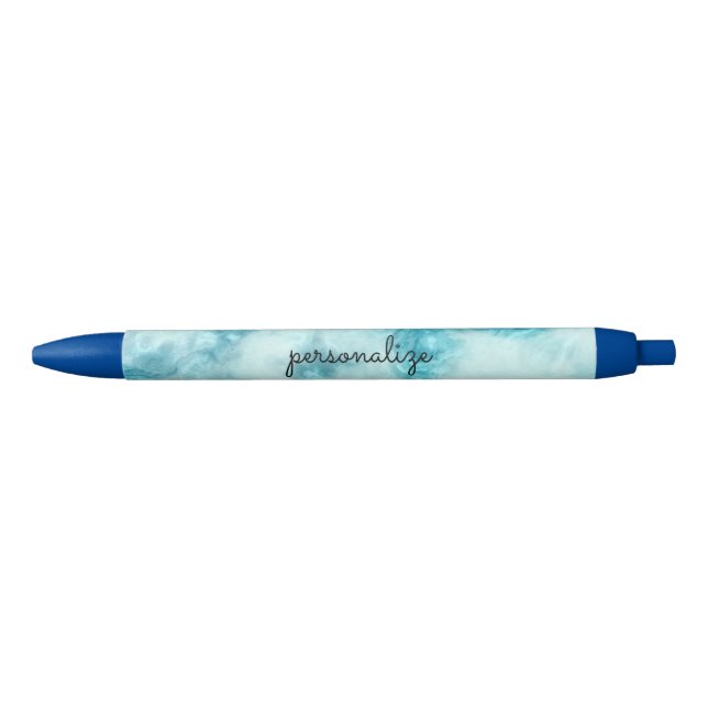 blue marble beautiful texture pattern personalize black ink pen (Front)