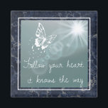 Blue Marble Butterfly Follow Your Heart Quote Magnet<br><div class="desc">Inspiring quote on dreamy magnet with dark blue marble background.</div>