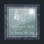 Blue Marble Butterfly Follow Your Heart Quote Magnet<br><div class="desc">Inspiring quote on dreamy magnet with dark blue marble background.</div>