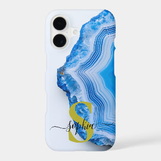 blue marble chic gold glitter monogram