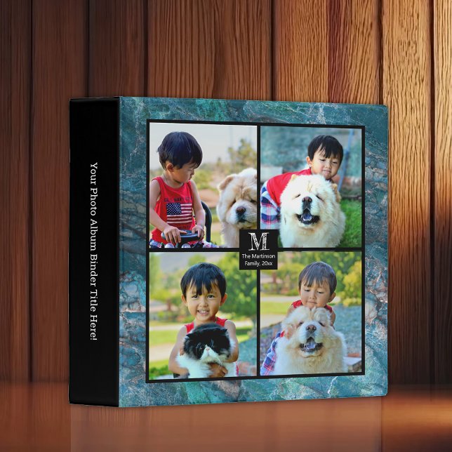 Blue Marble Collage Personalized Photo Album Binder (custom photo book binder)