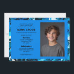 Blue Marble Custom PHOTO Bar Bat Mitzvah Invitation<br><div class="desc">Perfect card to announce a bat mitzvah, bar mitzvah or other Jewish celebration! Hand made abstract art for you on the front and back side! FULLY CUSTOMIZABLE! Click on “Personalize” above to edit the text and add your own photo. Click "edit using design tool" to adjust the fonts, colours and...</div>