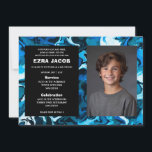Blue Marble Custom PHOTO Bar Bat Mitzvah Invitation<br><div class="desc">Perfect card to announce a bat mitzvah, bar mitzvah or other Jewish celebration! Hand made abstract art for you on the front and back side! FULLY CUSTOMIZABLE! Click on “Personalize” above to edit the text and add your own photo. Click "edit using design tool" to adjust the fonts, colours and...</div>