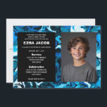 Blue Marble Custom PHOTO Bar Bat Mitzvah Invitation<br><div class="desc">Perfect card to announce a bat mitzvah, bar mitzvah or other Jewish celebration! Hand made abstract art for you on the front and back side! FULLY CUSTOMIZABLE! Click on “Personalize” above to edit the text and add your own photo. Click "edit using design tool" to adjust the fonts, colours and...</div>