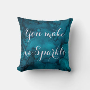 Blue Marble Decorative Pillow .