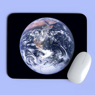 Blue Marble Earth on Black Mouse Pad