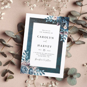 Blue Marble Elegant Wedding Invitation