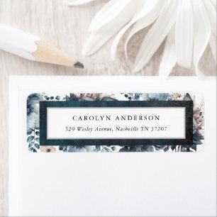 Blue Marble Elegant Wedding Return Address Label