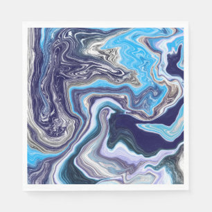 Blue Marble Fluid Art Birthday Napkin