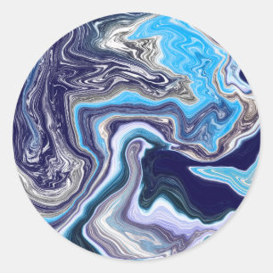 Blue Marble Fluid Art   Classic Round Sticker