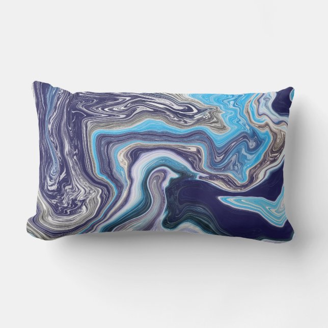 Blue Marble Fluid Art   Lumbar Pillow (Front)