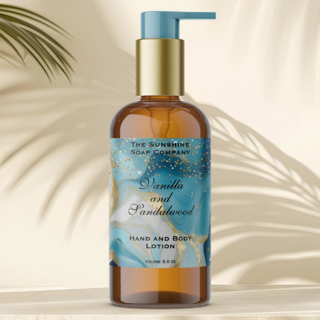 Blue Marble & Gold Glitter Cosmetics Bottle Label (Creator Uploaded)