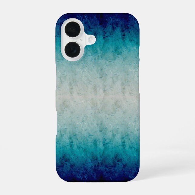 Blue Marble Gradient Design Reflected iPhone 16 Case (Back)