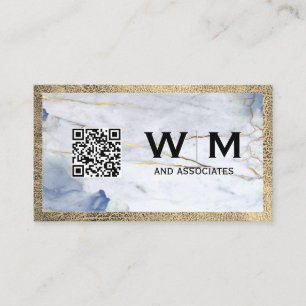 Blue Marble   Leather Trip   Monogram   QR Code Business Card