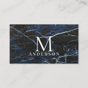 Blue Marble Masculine Double Monogram Business Card