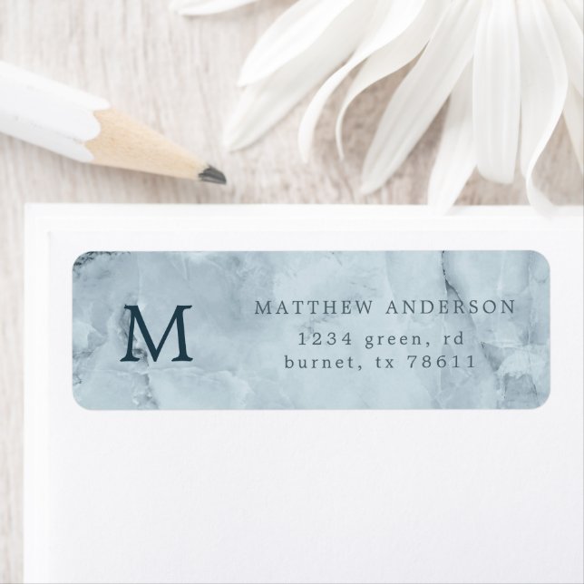 Blue Marble Masculine Modern Return Address (Insitu)